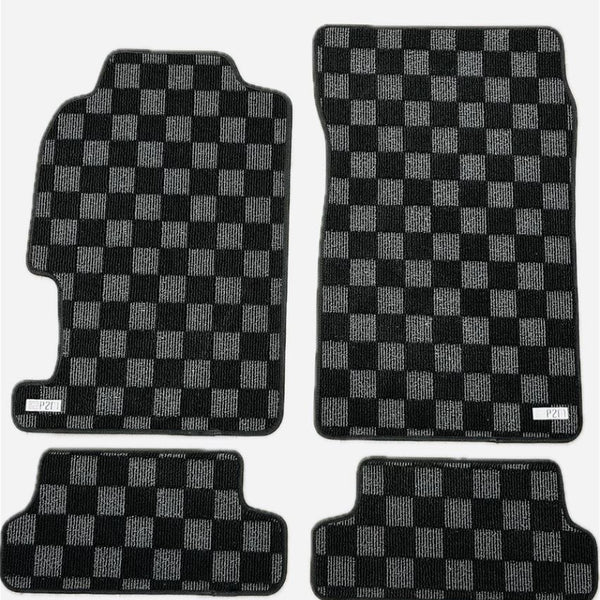 Phase 2 Motortrend (P2M) Checkered Carpet Race Floor Mats - Honda Prelude BB6 (1997-2001)