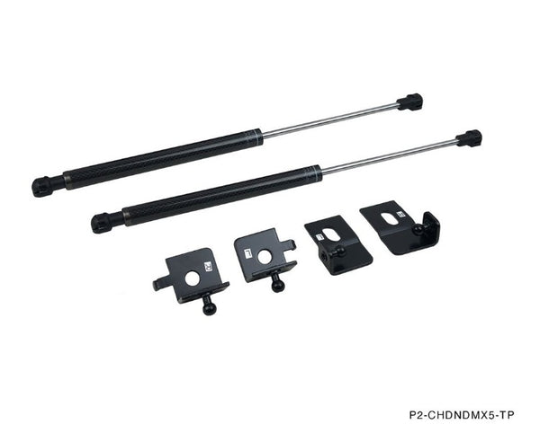 Phase 2 Motortrend (P2M) Carbon Fiber Series Engine Hood Bonnet Dampers Set - Mazda Miata ND (2016+)