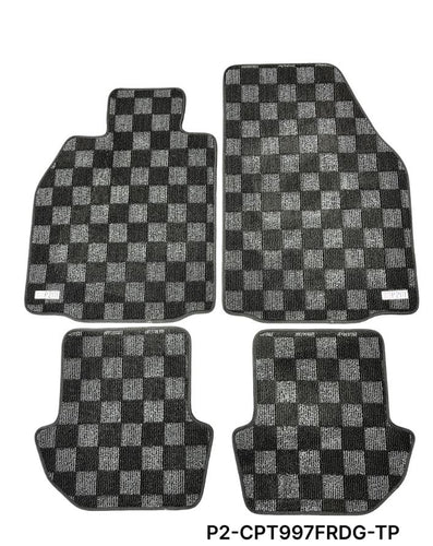 Phase 2 Motortrend (P2M) Checkered Carpet Race Floor Mats - Porsche 911 Coupe (997) (2005-2012)