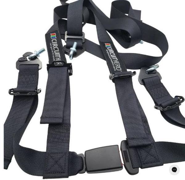 Circuit Hero 4 Point Static Racing Harness 2" Belt - Black - Universal