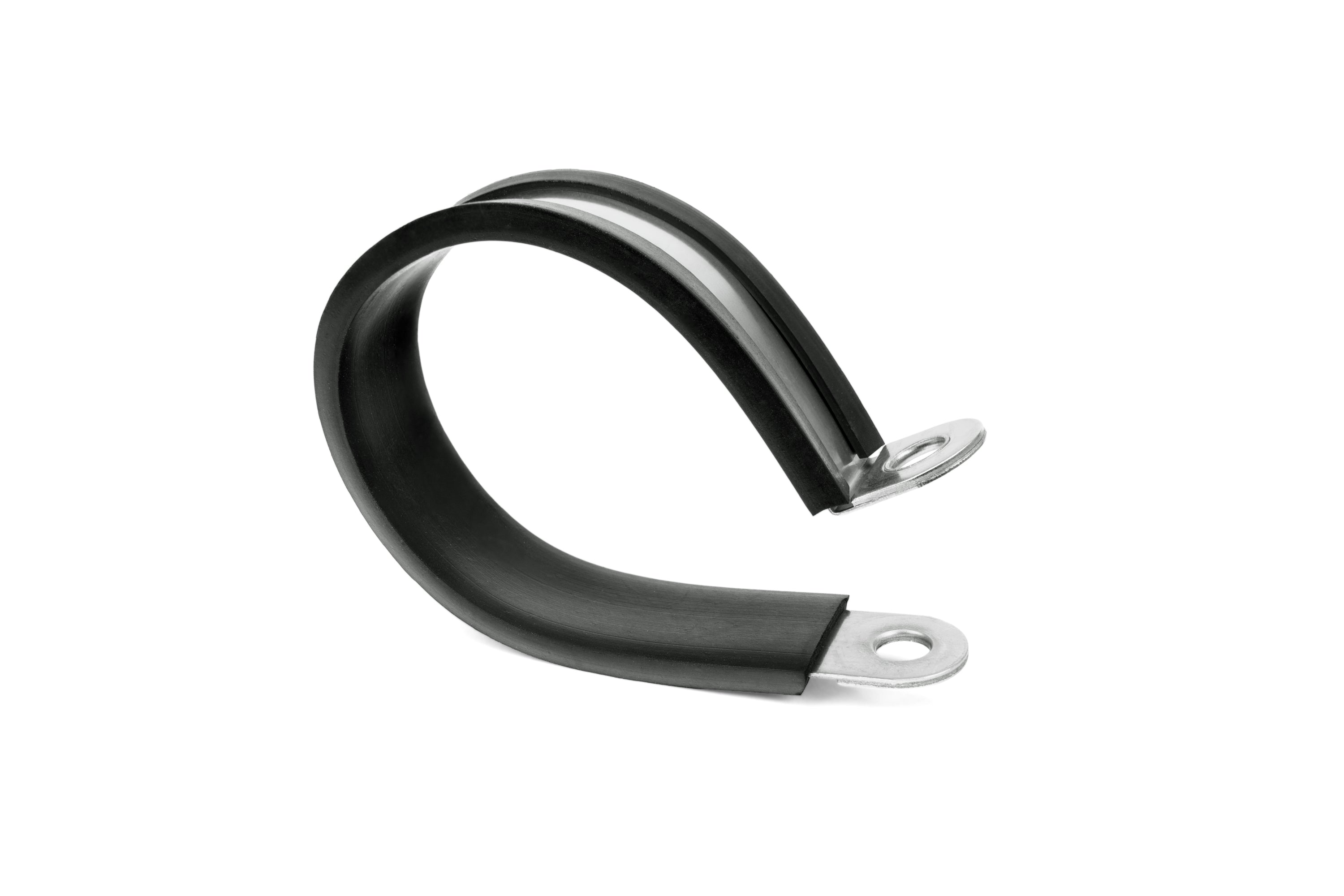 HPS 1-1/4 inch 32mm ID Stainless Steel Cushion Loop Clamp for Tube Wire and Hose Black Rubber EPDM