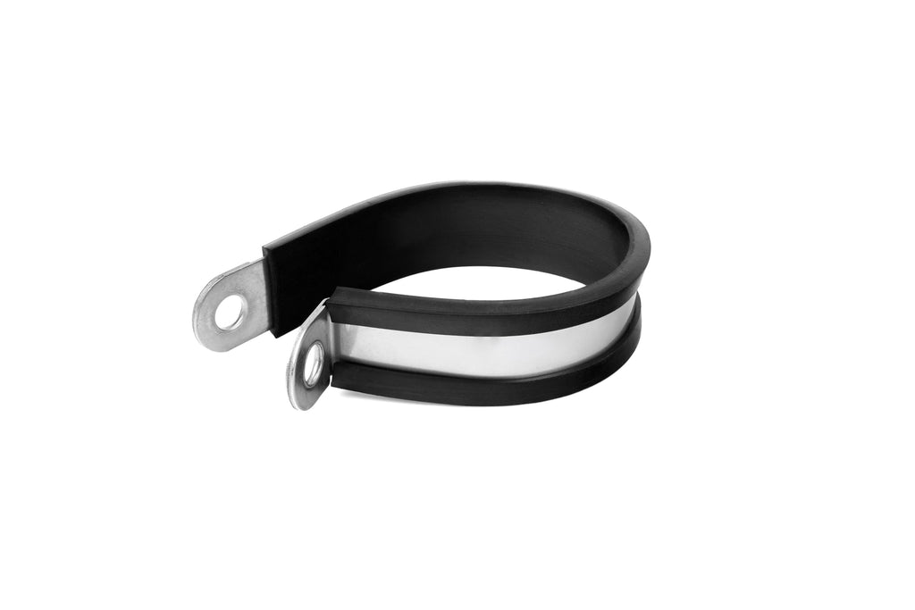 HPS 1-1/4" (32mm) ID Stainless Steel Cushion Loop Clamp for Tube, Wire and Hose, Black Rubber EPDM