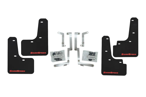 GrimmSpeed Black Mud Flaps Red Logo Set of 4 - Subaru WRX VB (2022-2025)
