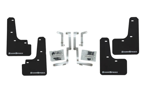 GrimmSpeed Black Mud Flaps White Logo Set of 4 - Subaru WRX VB (2022-2025)