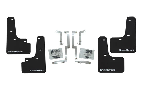 GrimmSpeed Black Mud Flaps White Logo Set of 4 - Subaru WRX VB (2022-2025)