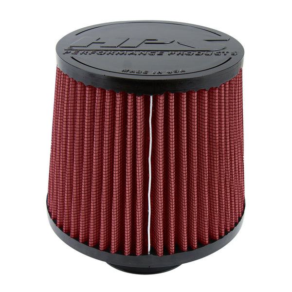 HPS Performance Red 2.5 inch Air Filter 7.25 inch Length 6 inch Base 5 inch Top HPS-4274-RED