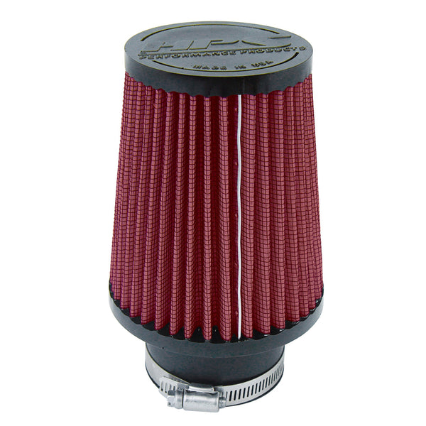 HPS Performance Red 2.5 inch Air Filter 7.25 inch Length 4.5 inch Base 3.5 inch Top HPS-4295-RED