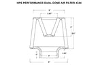 HPS Performance 4" Open Top Dual Cone Air Filter, 6.75" Length, HPS-4344