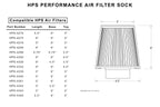 HPS Performance Universal Water Resistant Air Intake Pre-Filter Sock HPS-9147