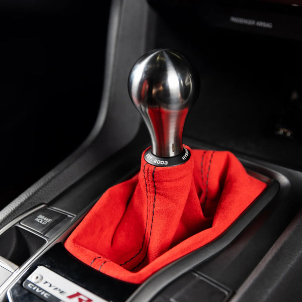 Hybrid Racing Alcantara Shift Boot - Red - Honda Civic / Si / FK8 Type R (2016-2021)