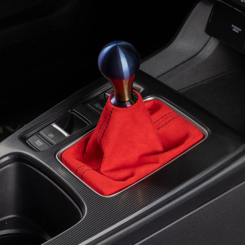 Hybrid Racing Alcantara Shift Boot - Red - Honda Civic / Si / FL5 Type-R (2022+)
