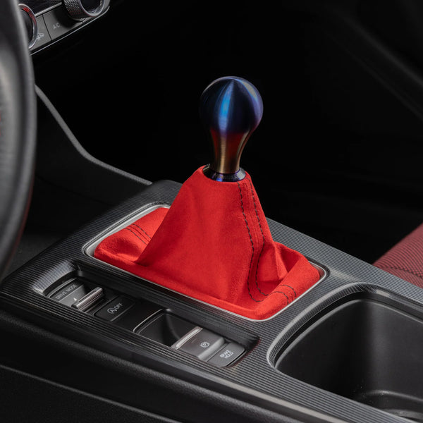 Hybrid Racing Alcantara Shift Boot - Red - Honda Civic / Si / FL5 Type-R (2022+)