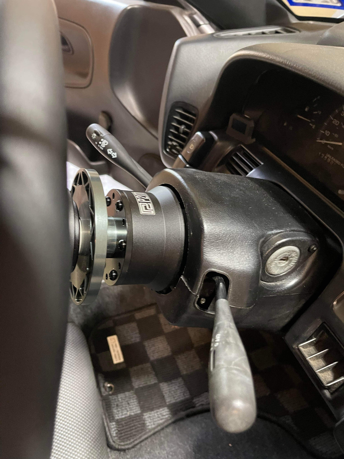 P2M V2 Black Aluminum Steering Wheel BOSS Short Hub - Nissan 240SX S13 S14 (1989-1998) - P2-SBHNS134V2BK-GD