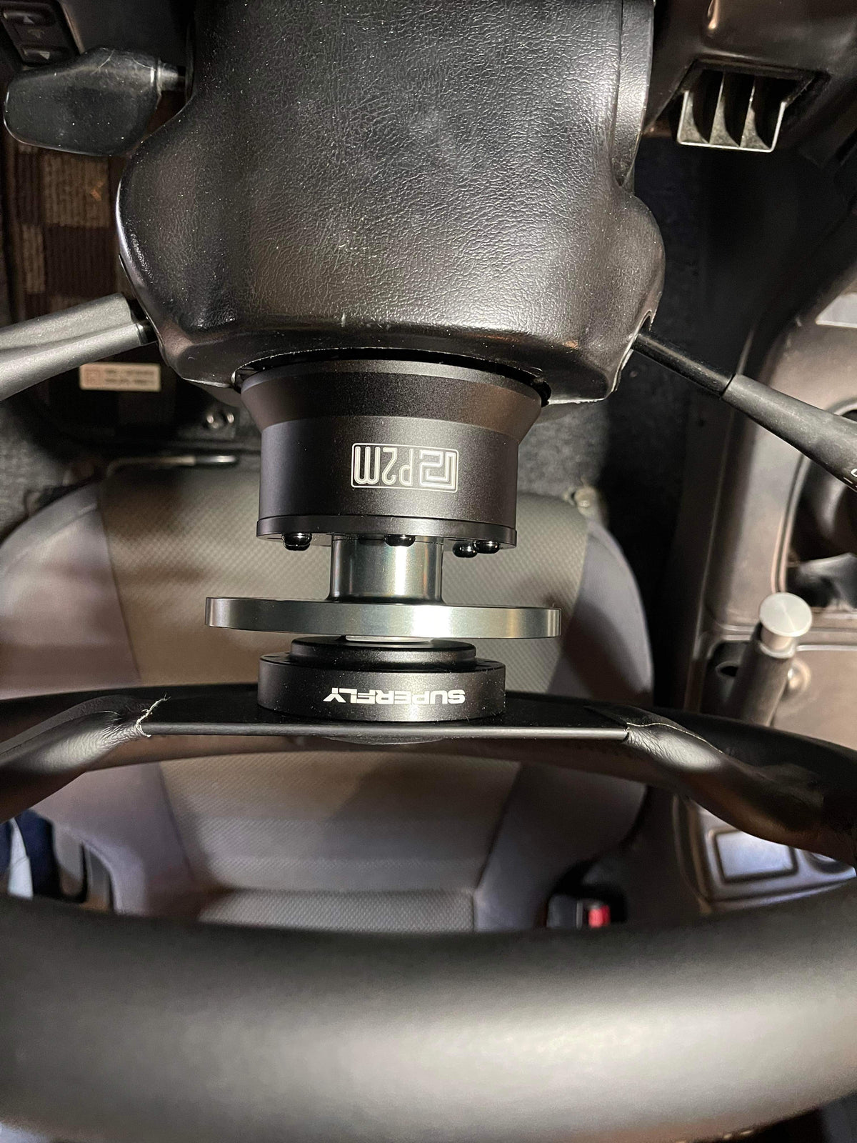 P2M V2 Black Aluminum Steering Wheel BOSS Short Hub - Nissan 240SX S13 S14 (1989-1998) - P2-SBHNS134V2BK-GD