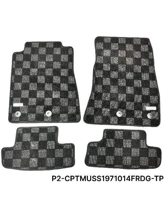 Phase 2 Motortrend (P2M) Checkered Carpet Race Floor Mats - Ford Mustang S197 (2010-2014)
