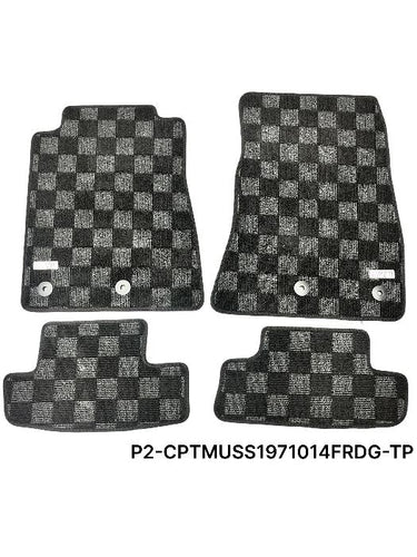 Phase 2 Motortrend (P2M) Checkered Carpet Race Floor Mats - Ford Mustang S197 (2010-2014)