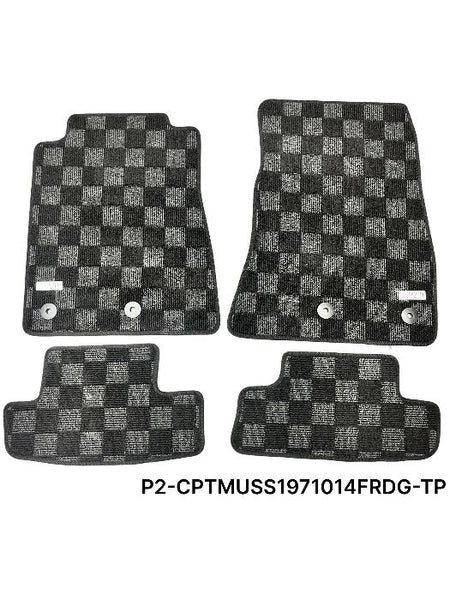 Phase 2 Motortrend (P2M) Checkered Carpet Race Floor Mats - Ford Mustang S197 (2010-2014)