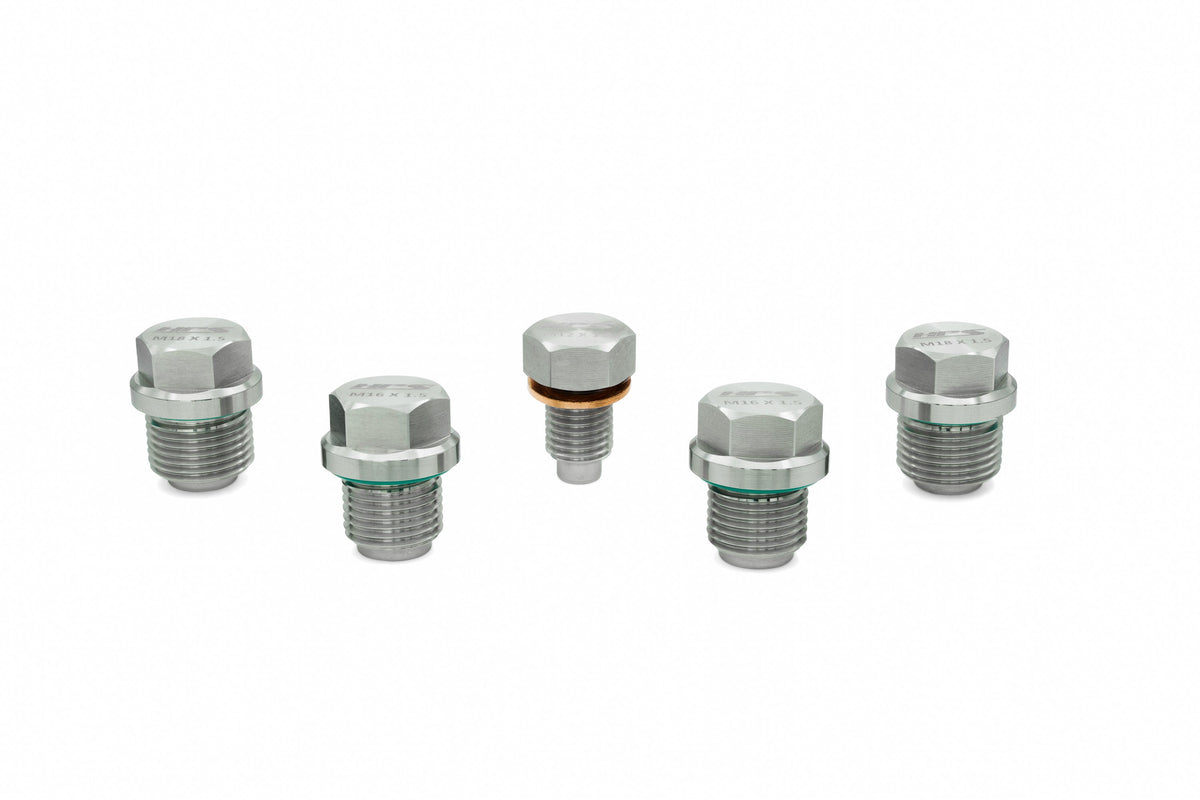 HPS Performance Stainless Steel Magnetic Oil Drain Plug Bolt 5pcs complete kit for Engine, Transmission, and Front Differential, MDPK-100