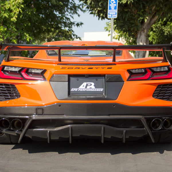 APR Performance Carbon Fiber License Plate Frame Backing - Chevrolet Corvette C8 (2020+)