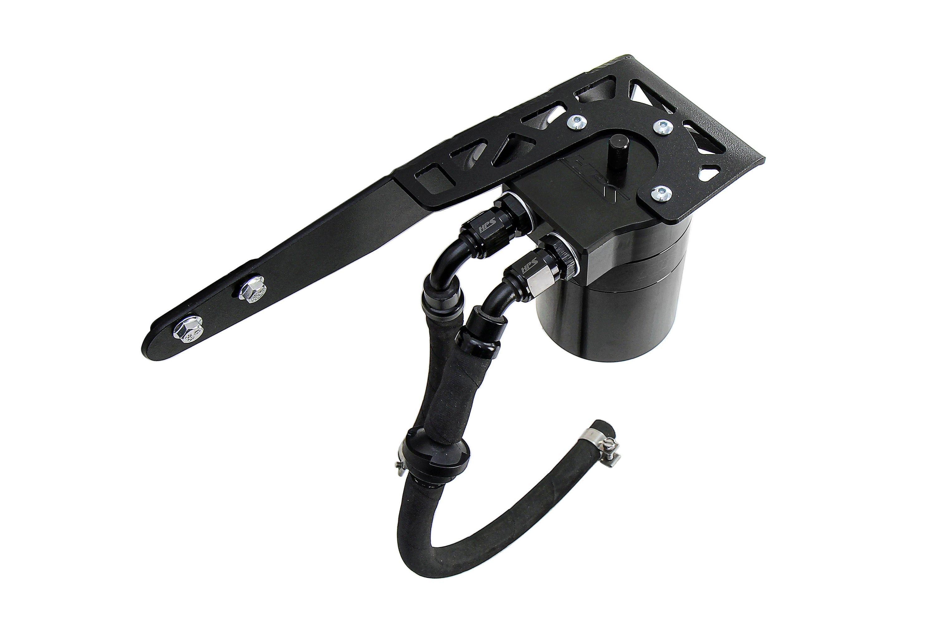 HPS Performance Billet Aluminum Oil Catch Can Kit, Black, 860-001WB