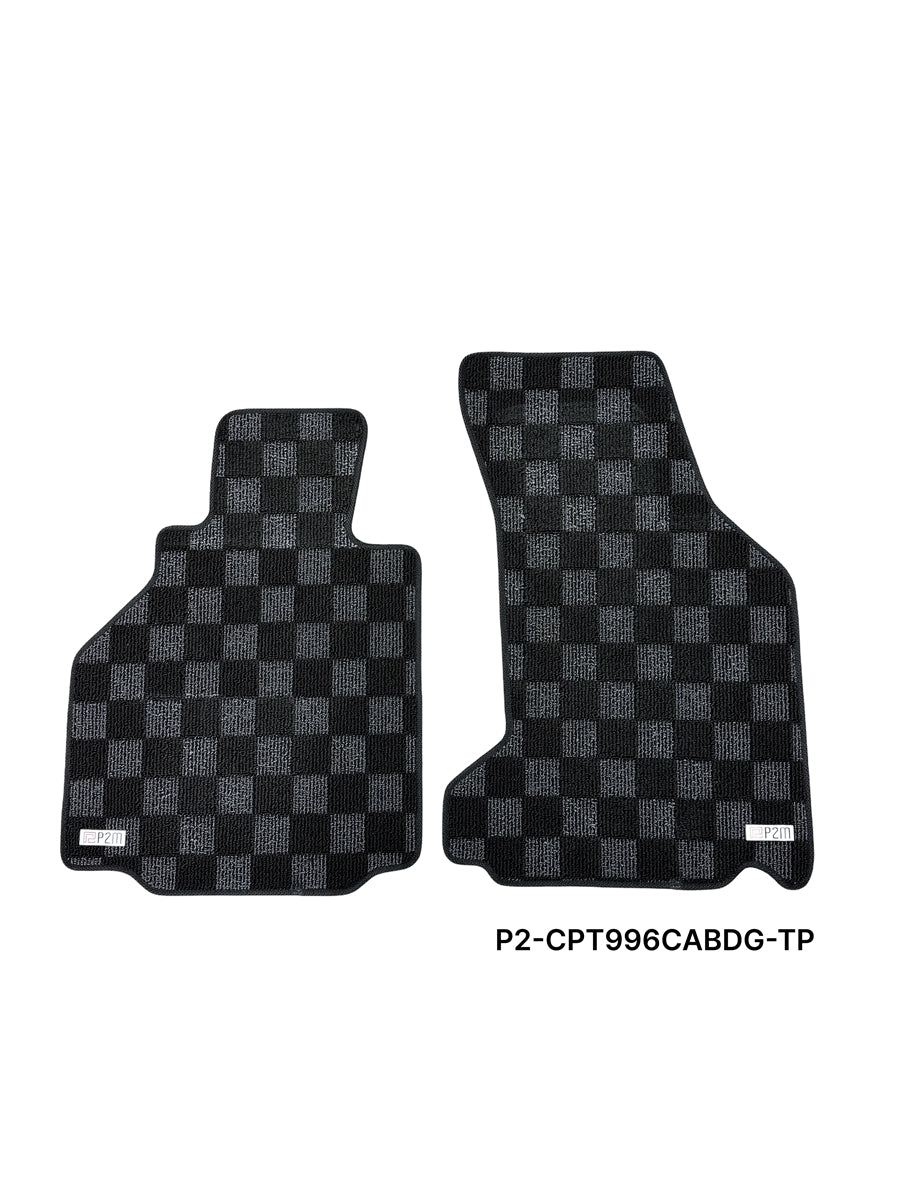 Phase 2 Motortrend (P2M) Checkered Carpet Race Floor Mats - Porsche 911 Cabriolet / Convertible 996 (1997-2006)