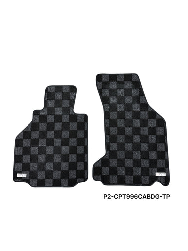 Phase 2 Motortrend (P2M) Checkered Carpet Race Floor Mats - Porsche 911 Cabriolet / Convertible 996 (1997-2006)