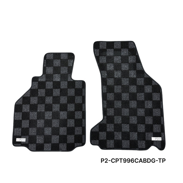 Phase 2 Motortrend (P2M) Checkered Carpet Race Floor Mats - Porsche 911 Cabriolet / Convertible 996 (1997-2006)