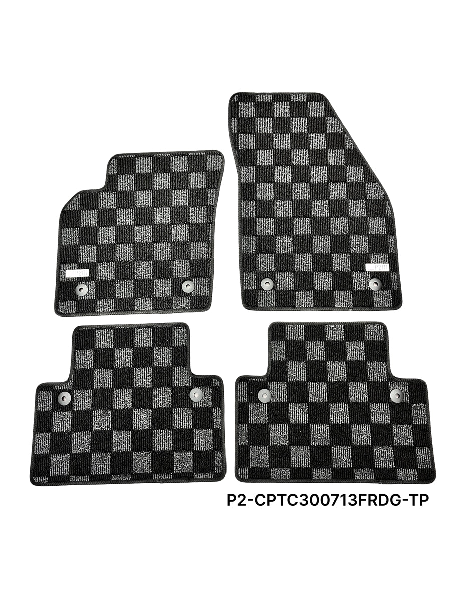 Phase 2 Motortrend (P2M) Checkered Carpet Race Floor Mats - Volvo C30 Hatchback (2007-2013)