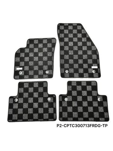 Phase 2 Motortrend (P2M) Checkered Carpet Race Floor Mats - Volvo C30 Hatchback (2007-2013)