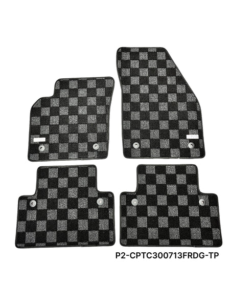 Phase 2 Motortrend (P2M) Checkered Carpet Race Floor Mats - Volvo C30 Hatchback (2007-2013)