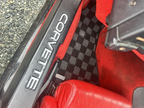 Phase 2 Motortrend (P2M) Checkered Flag Carpet Floor Mats - Chevrolet Corvette C4 (1984-1996)