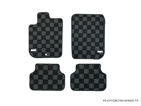 Phase 2 Motortrend (P2M) Checkered Flag Race Carpet Floor Mats Set - Chevrolet Cobalt (2005-2010)