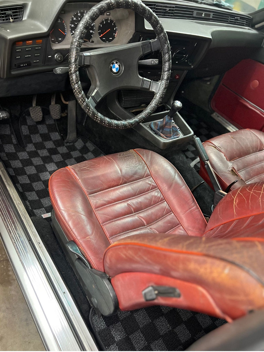 P2-CPTE24FRDG-TP - BMW E24 6-SERIES 1977-89 (COUPE 2 DOOR) RACE FLOOR MATS : DARK GREY (FRONT/REAR) - View 2