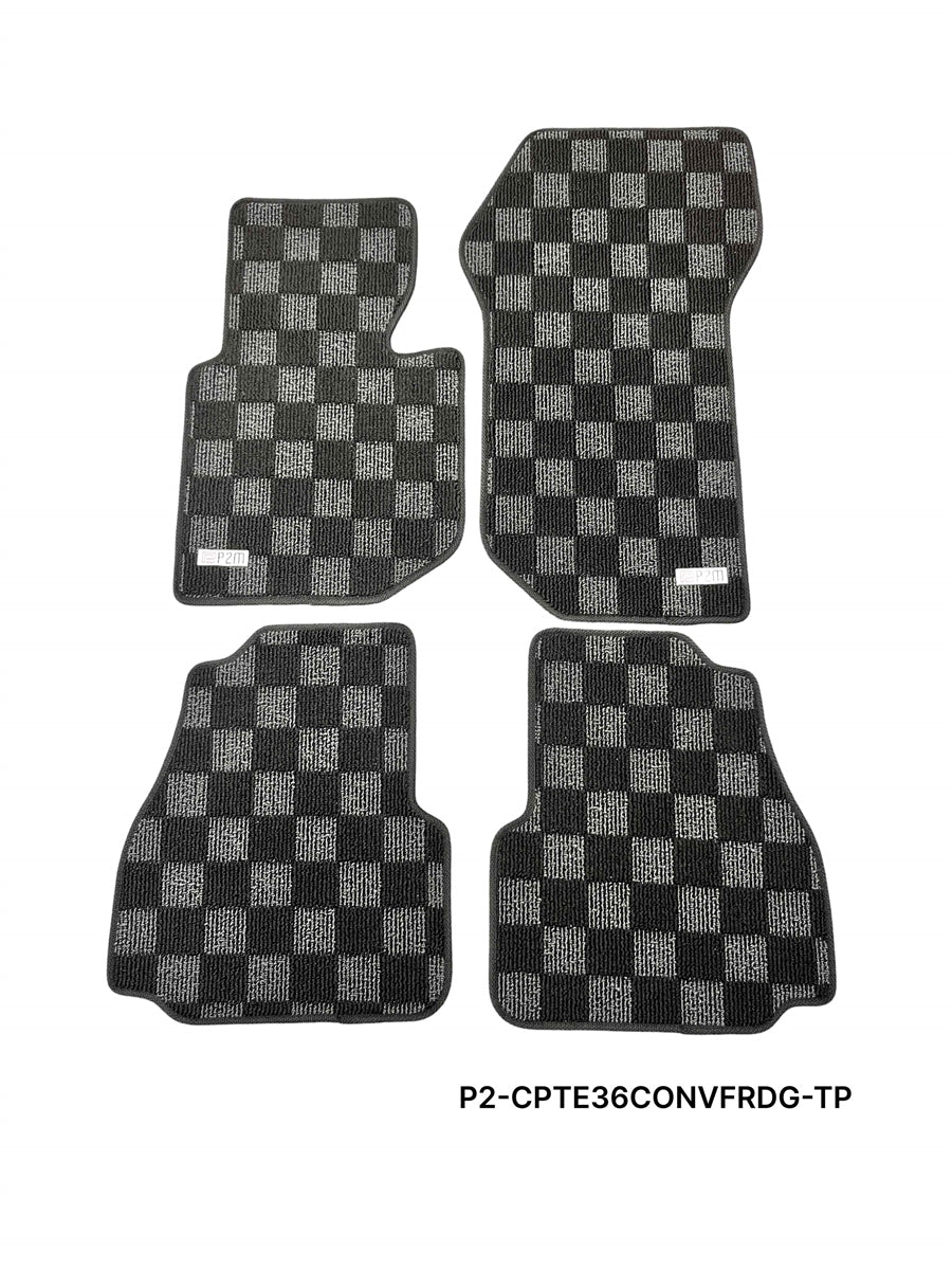 P2-CPTE36CONVFRDG-TP - BMW E36 1995-99 3-SERIES  CONVERTIBLE RACE FLOOR MATS : DARK GREY (FRONT/REAR) - View 1