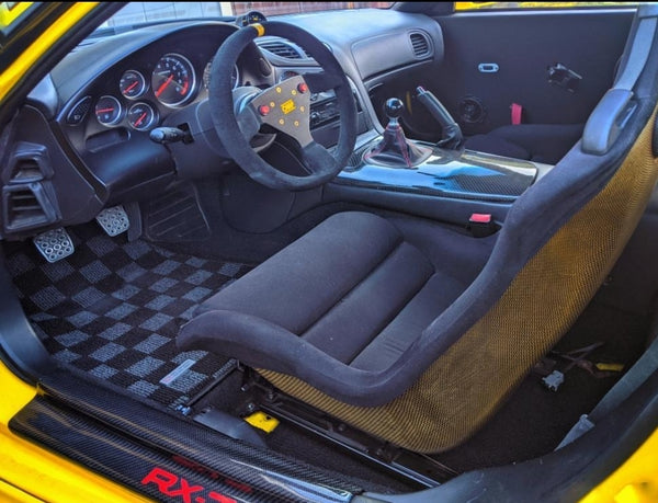 Phase 2 Motortrend (P2M) Checkered Race Carpet Floor Mats - Mazda RX-7 FD3S