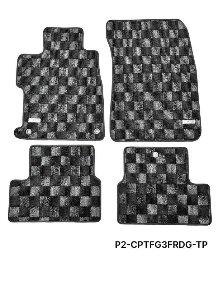 Phase 2 Motortrend (P2M) Checkered Carpet Race Floor Mats - Honda Civic & Si FG3 FG4 (2012-2015)