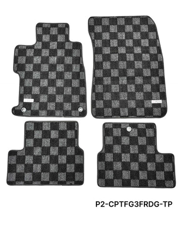 Phase 2 Motortrend (P2M) Checkered Carpet Race Floor Mats - Honda Civic & Si FG3 FG4 (2012-2015)
