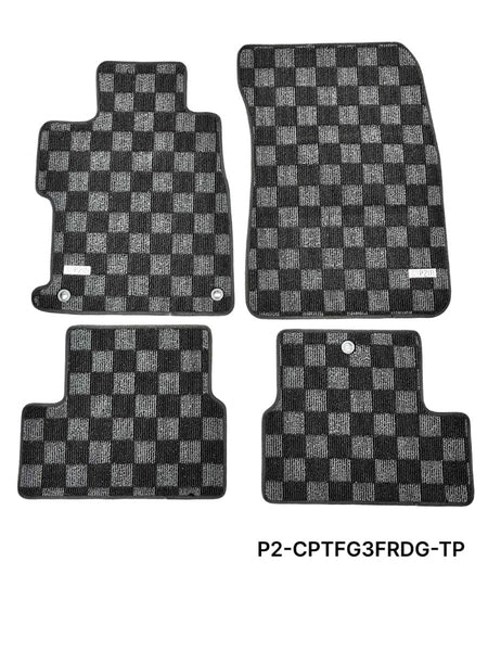 Phase 2 Motortrend (P2M) Checkered Carpet Race Floor Mats - Honda Civic & Si FG3 FG4 (2012-2015)