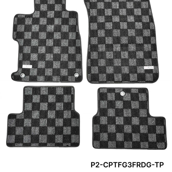 Phase 2 Motortrend (P2M) Checkered Carpet Race Floor Mats - Honda Civic & Si FG3 FG4 (2012-2015)
