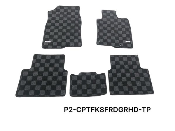 Phase 2 Motortrend (P2M) RHD Checkered Carpet Race Floor Mats - Honda Civic 10th Gen Coupe Hatch Sedan (2017-2021)