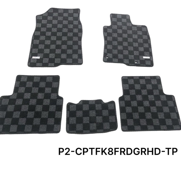 Phase 2 Motortrend (P2M) RHD Checkered Carpet Race Floor Mats - Honda Civic 10th Gen Coupe Hatch Sedan (2017-2021)
