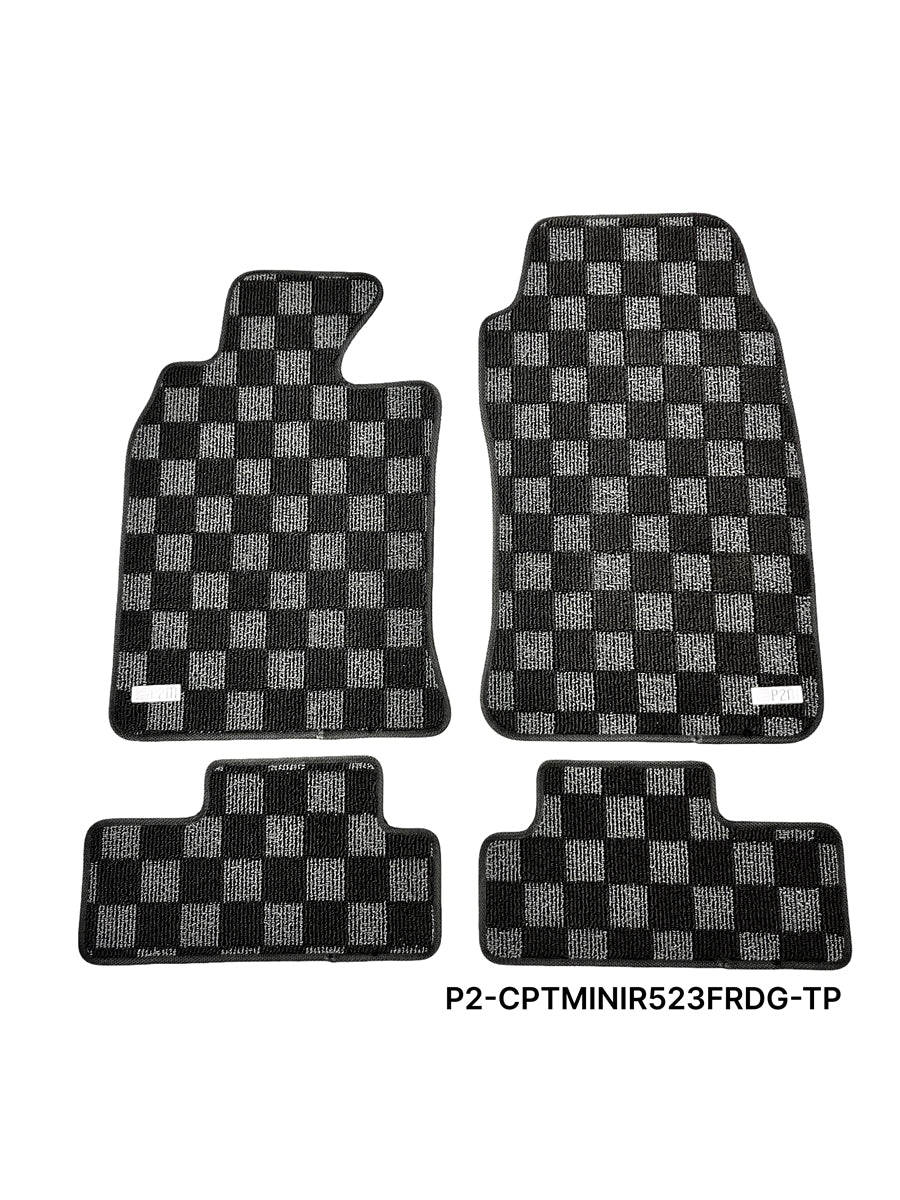 P2-CPTMINIR523FRDG-TP - MIN COOPER R52 CONVERTIBLE (2004-08) / R53 2 DOOR HATCH (2002-06) FRONT + REAR RACE FLOOR MATS : DARK GREY - View 1