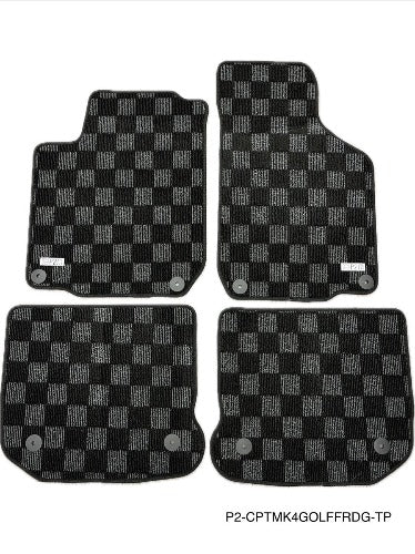 Phase 2 Motortrend (P2M) Checkered Carpet Race Floor Mats - Volkswagen MK4 GTI Hatch (1998-2003)