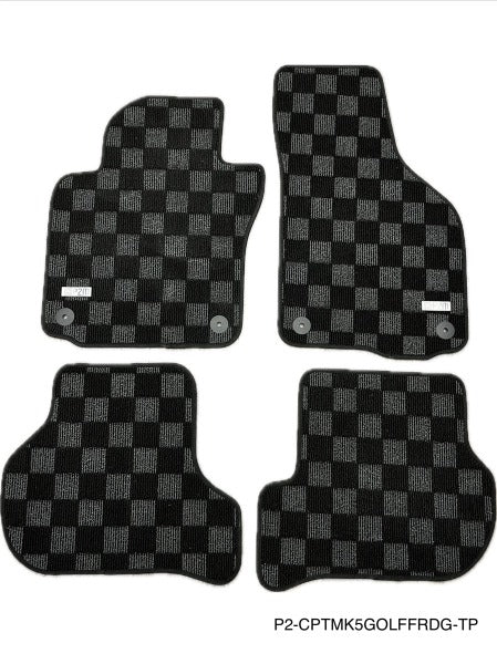 Phase 2 Motortrend (P2M) Checkered Carpet Race Floor Mats - Volkswagen MK5 GTI Hatch (2004-2009)