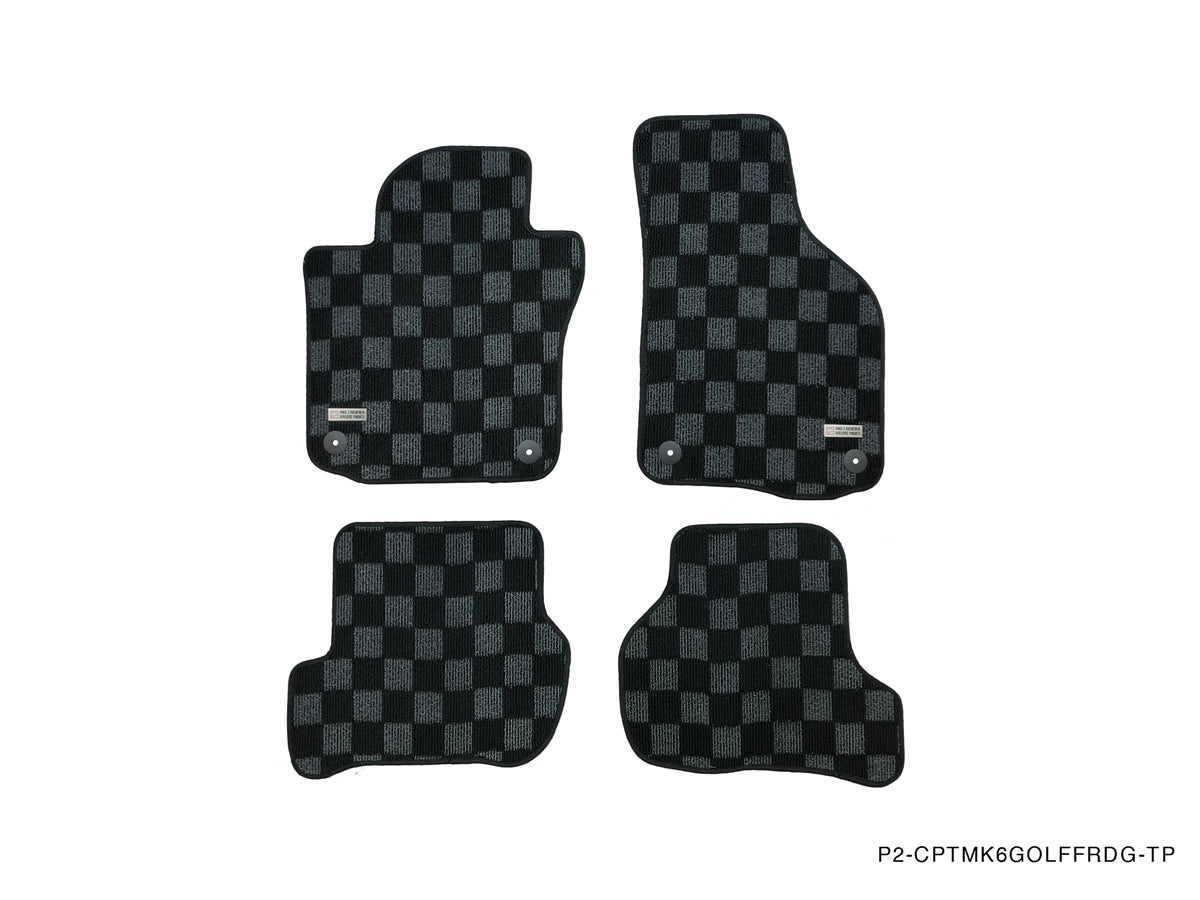 P2-CPTMK6GOLFFRDG-TP-2 - [EU] VOLKSWAGEN MK6 GOLF GTI HATCH (4/5 DOOR) 2010-14 / VW GOLF R 2012-13  FRONT + REAR RACE FLOOR MATS : DARK GREY - View 1