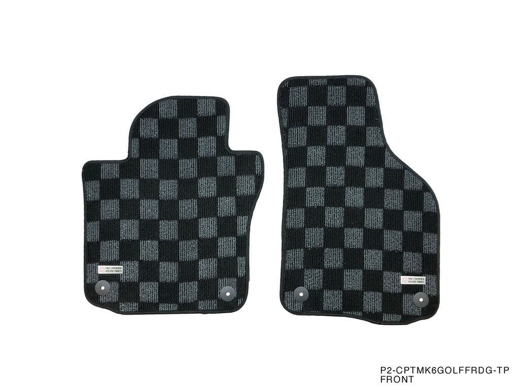 P2-CPTMK6GOLFFRDG-TP-2 - [EU] VOLKSWAGEN MK6 GOLF GTI HATCH (4/5 DOOR) 2010-14 / VW GOLF R 2012-13  FRONT + REAR RACE FLOOR MATS : DARK GREY - View 2