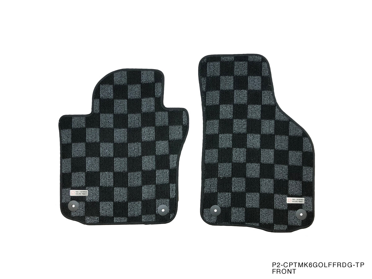 P2-CPTMK6GOLFFRDG-TP-2 - [EU] VOLKSWAGEN MK6 GOLF GTI HATCH (4/5 DOOR) 2010-14 / VW GOLF R 2012-13  FRONT + REAR RACE FLOOR MATS : DARK GREY - View 2