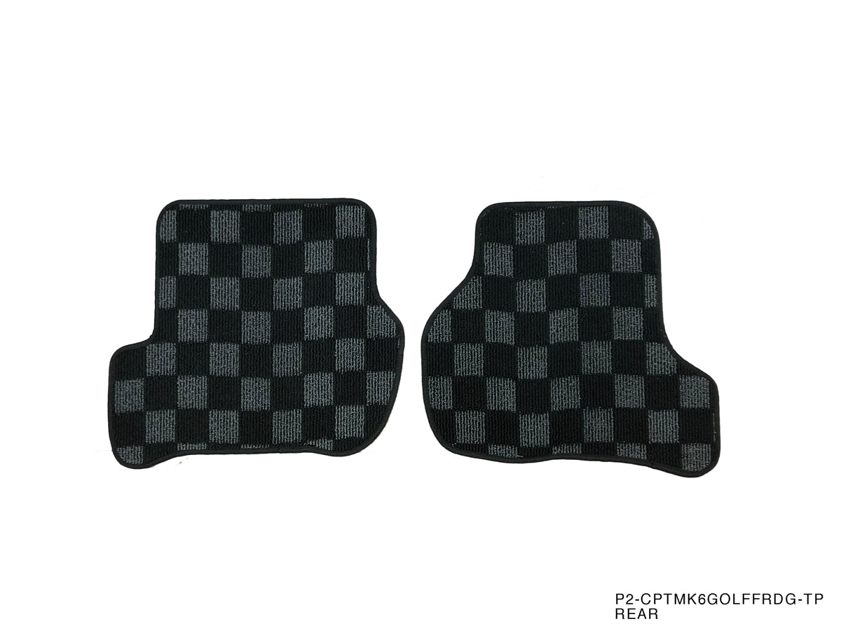 P2-CPTMK6GOLFFRDG-TP-2 - [EU] VOLKSWAGEN MK6 GOLF GTI HATCH (4/5 DOOR) 2010-14 / VW GOLF R 2012-13  FRONT + REAR RACE FLOOR MATS : DARK GREY - View 3