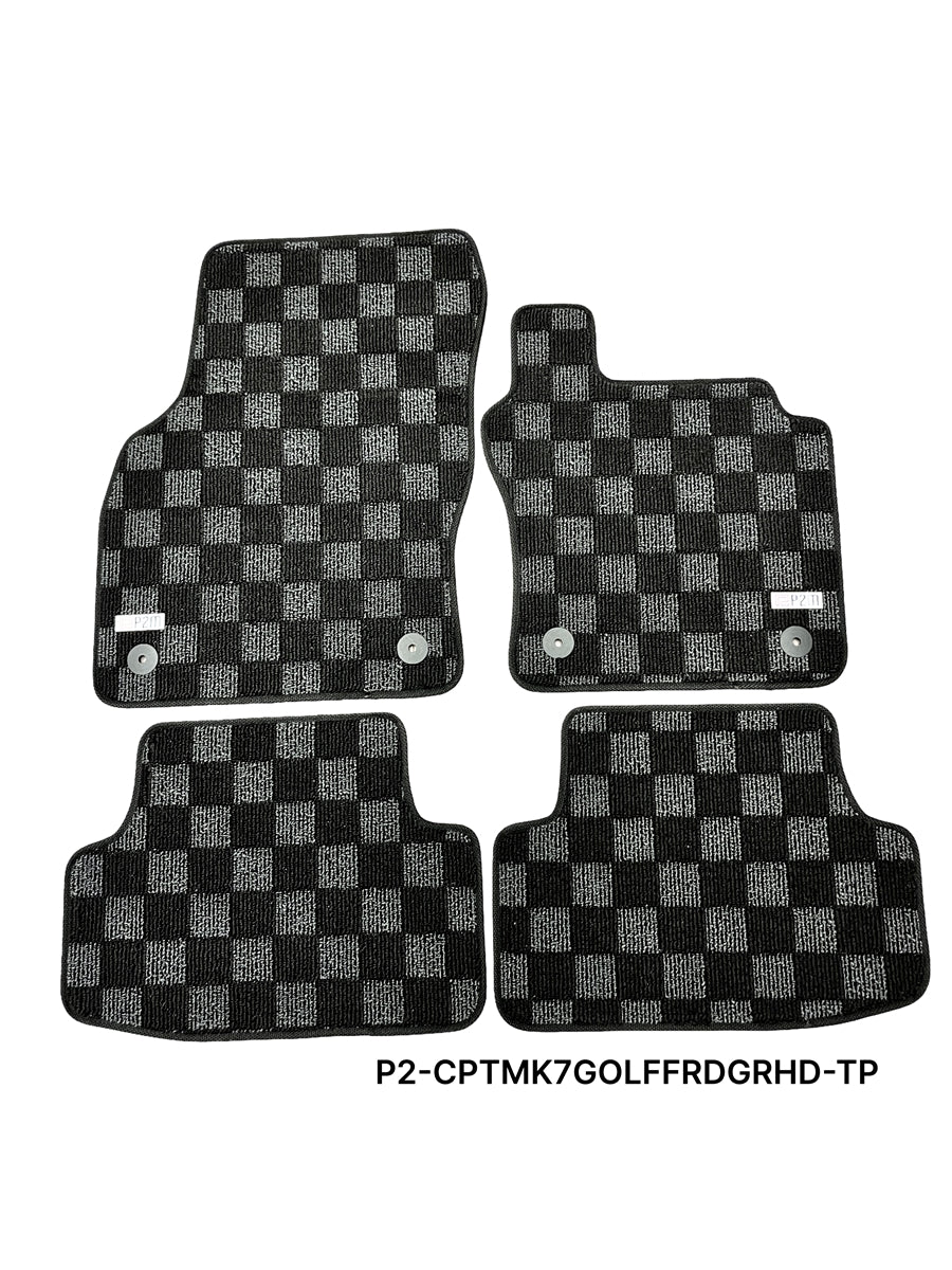 Phase 2 Motortrend (P2M) RHD Checkered Carpet Race Floor Mats - VW Golf GTI/TDI MK7/MK8 (2015-2026)