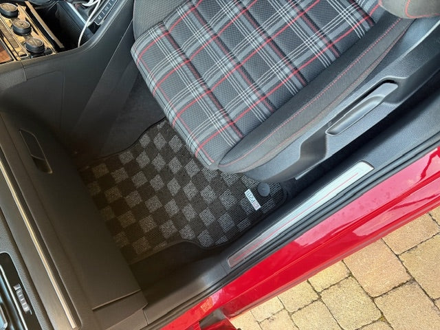 Phase 2 Motortrend (P2M) RHD Checkered Carpet Race Floor Mats - VW Golf GTI/TDI MK7/MK8 (2015-2026)